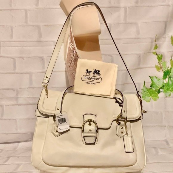Coach Handbags - 🌺COACH F26127 🌺 CAMPBELL IVORY WHITE LEATHER EVA FLAP SATCHEL MSRP $498
